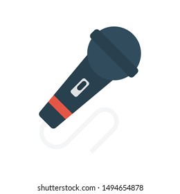 mic glyph flat vector icon