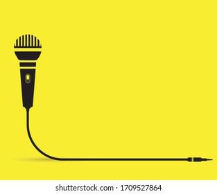 Logo de diseño gráfico mic con fondo amarillo. 