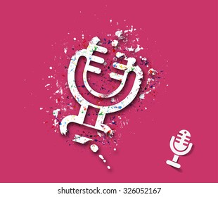 Mic grunge Icon design element.