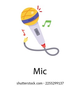 Mic hand drawn icon in flat style 