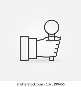 Mic in Hand vector icon or logo in thin line style