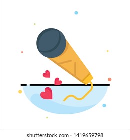 Mic, Hearts, Love, Loving, Wedding Business Logo Template. Flat Color