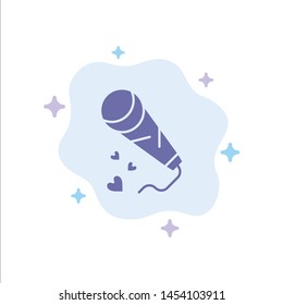 Mic, Hearts, Love, Loving, Wedding Blue Icon on Abstract Cloud Background