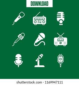 mic icon. 9 mic vector set. microphone and radio icons for web and design about mic theme