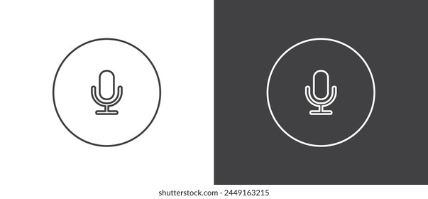 Mic icon, Button icon to turn on the mic on video calls Simple line icon set of buttons template for mobile phone online app, ui. Internet talk, vector illustration in black and white background.