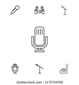 Mic icon. collection of 7 mic outline icons such as microphone. editable mic icons for web and mobile.