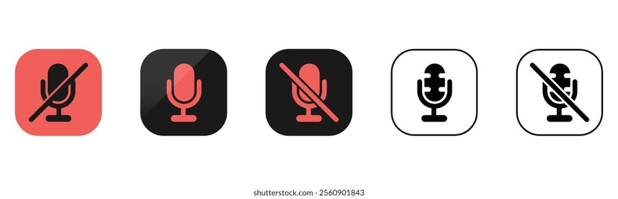 Mic icon collection. modern microphone icons, featuring both muted and active states. Perfect for apps, websites, and presentations. Vector Illustration concept