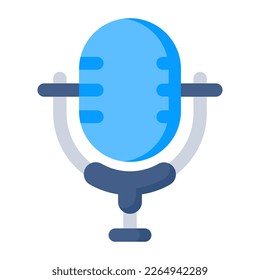 Icono de micrófono en diseño plano aislado en fondo blanco 