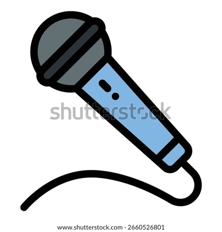 Mic icon flat line style illustration representing audio recording and voice communication suitable for podcasts music production and broadcasting projects