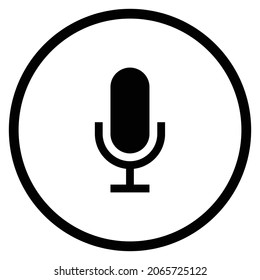 Icono de micrófono. Estilo plano Forma de círculo aislada en fondo blanco. Ilustración del vector