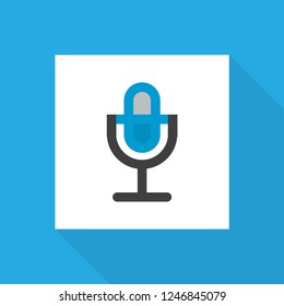 Mic icon flat symbol. Premium quality isolated karaoke element in trendy style.