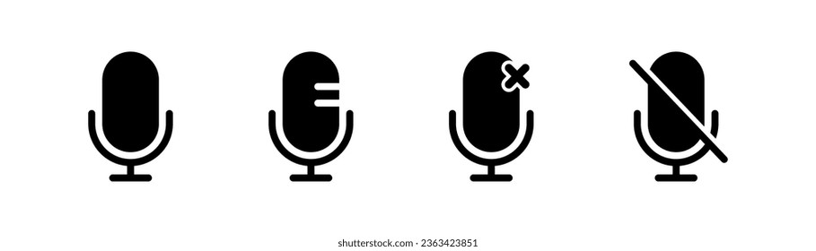 Mic icon in glyph. Microphone icons set. Audio symbol. Mic sign icons. Microphone icon in glyph. Sound symbol in black. Stock vector illustration