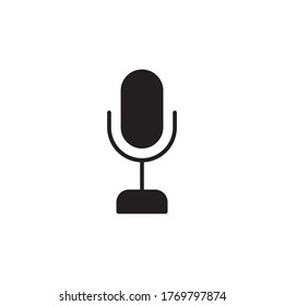 mic icon glyph vector illustration black style. isolated on white background