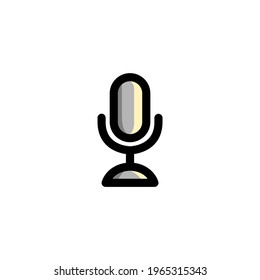 Icono de micrófono, aislado en blanco. Icono de contorno de interfaz de usuario.
