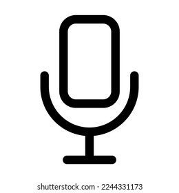 Mic icon line isolated on white background. Black flat thin icon on modern outline style. Linear symbol and editable stroke. Simple and pixel perfect stroke vector illustration.