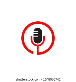 Mic icon logo design vector illustration template