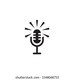 Mic icon logo design vector illustration template