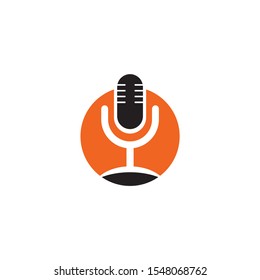 Mic icon logo design vector illustration template