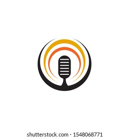 Mic icon logo design vector illustration template