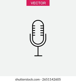 ícone de microfone ou logotipo símbolo de sinal isolado, ilustração linear preto plano vetor para web e app..eps