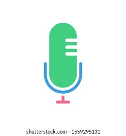 Mic icon, modern flat design color sign vector, isolated in white background