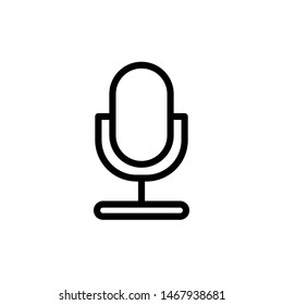 Mic Icon , Multimedia Template Logo Design Emblem Isolated Illustration , Outline Solid Background White , Vocal Musical Record Audio 

