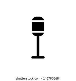 Mic Icon , Multimedia Template Logo Design Emblem Isolated Illustration , Outline Solid Background White , Vocal Musical Record Audio 

