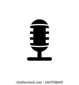 Mic Icon , Multimedia Template Logo Design Emblem Isolated Illustration , Outline Solid Background White , Vocal Musical Record Audio 
