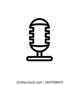 Mic Icon , Multimedia Template Logo Design Emblem Isolated Illustration , Outline Solid Background White , Vocal Musical Record Audio 
