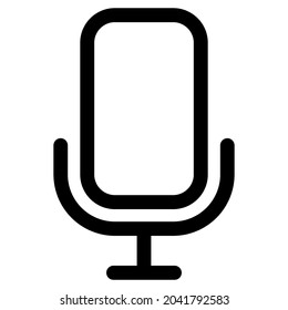 Mic icon. Outline microphone symbol. Audio pictogram. Music symbol in black