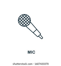 Mic icon from party collection. Simple line element Mic symbol for templates, web design and infographics
