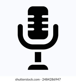 Mic Icon, Record Microphone, Microphone For Web Site. Microphone For Mobile Apps, Microphone, Sound Concept Icon, Isolated Silhouette Vector Icon. 