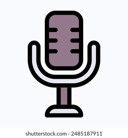 Micrófono, Micrófono De Grabación, Micrófono Para Sitio web. Micrófono Para App Móviles, Micrófono, Icono De Concepto De Sonido, Icono De Vector De Color Lineal Aislado.
