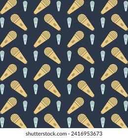Icono de micrófono repetir fondo de ilustración vectorial de moda amarillo