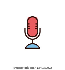 Mic Icon Vector Illustration in Filled Style for Any Purpose