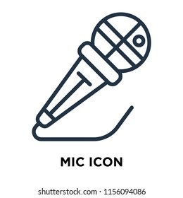 Mic icon vector isolated on white background, Mic transparent sign , thin symbols or lined elements in outline style