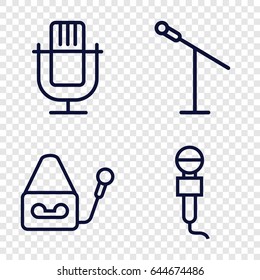 Mic icons set. set of 4 mic outline icons such as