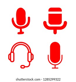 mic icons set with voice, microphone and headphones with mic vector set