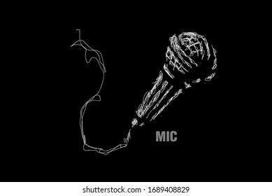 mic illustration with scribble art or digital hand drawn for background or t-shirt design