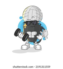 the mic lifting dumbbell vector. cartoon character