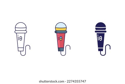 Mic line and solid illustration icon