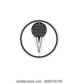 Mic logo for singing black-white vector