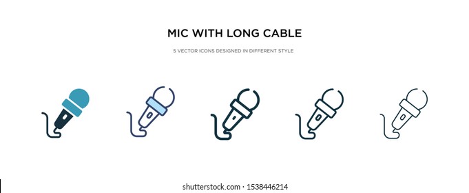 mic with long cable icon in different style vector illustration. two colored and black mic with long cable vector icons designed in filled, outline, line and stroke style can be used for web,