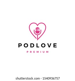 mic love podcast logo vector icon illustration	