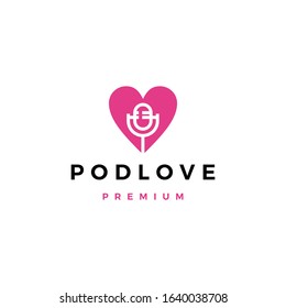 mic love podcast logo vector icon illustration	