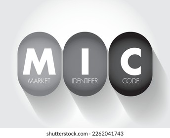 MIC Market Identifier Code - unique identification code used to identify securities trading exchanges, acronym text concept background