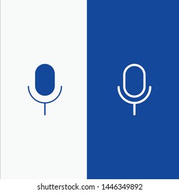 Mic, Microphone, Basic, Ui Line and Glyph Solid icon Blue banner Line and Glyph Solid icon Blue banner