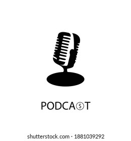 Mic Microphone Money Coins for Business Podcast Logo design vector