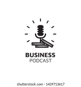 Mic Microphone Money Penny Coins for Economy Financial Business Podcast Logo design vector	