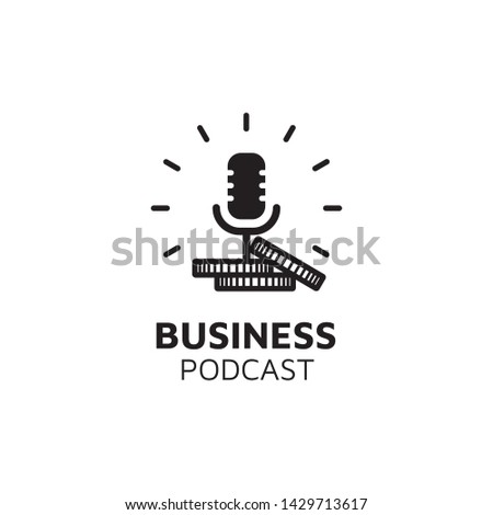 Mic Microphone Money Penny Coins for Economy Financial Business Podcast Logo design vector	